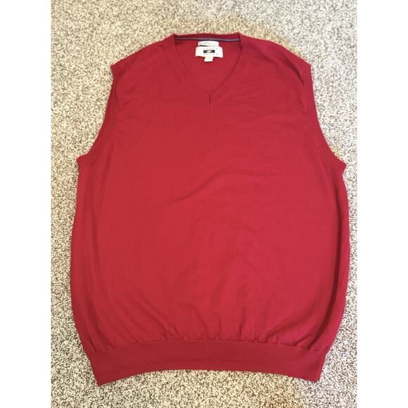 Joseph Abboud Sweater Vest Men’s XXL 2XL Red Merino Wool V-Neck Golf Preppy - Picture 5 of 8